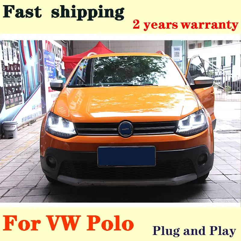 

Car Accessories For VW POLO Headlights LED 2006 2007-2017 Headlight DRL Daytime Running Light Guide Bi-Xenon HID headlight