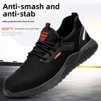 Men's Safety Work Shoes Breathable Lightweight Steel Toe Anti Slip Labor Protection Shoes Summer Comfortable Odor Control