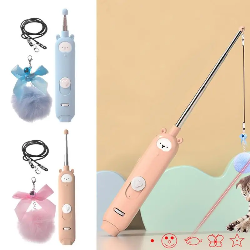 

Funny Cat Stick Pet Supplies Tease Cat Stick Bell Cat Toy USB Rechargeable Light Interactive Toys For Cats
