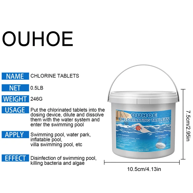 Medence Klór Stabilizált Klórozó Tabletták Élvezetesebb Úszóterület Tartós Tartás Víz Friss - Image 2