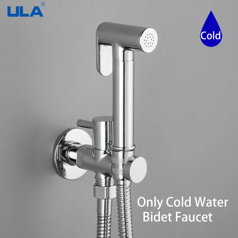 ULA Brass Bidet Faucet Portable Bidet Sprayer Single Cold Water Tap Toilet Faucet Sprayer Douche Bidet Faucet Black/Chrome/Gold 2