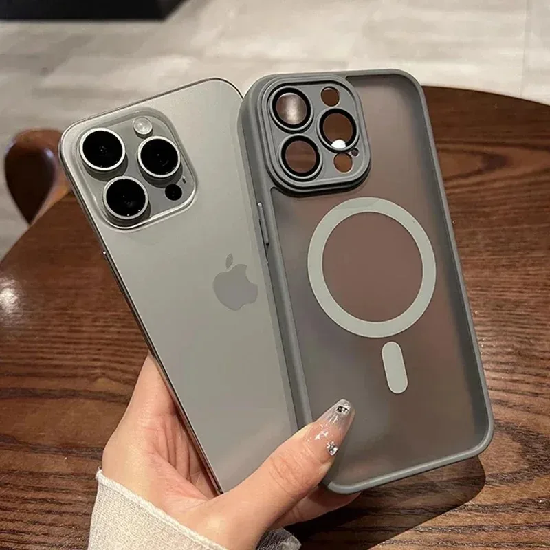 Magnetic Luxury Wireless Charging Matte Translucent Armor Shockproof Phone Case