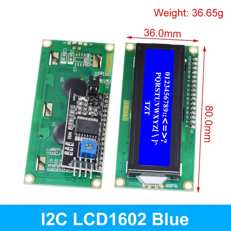 Blue-Green Screen LCD Module with I2C Interface