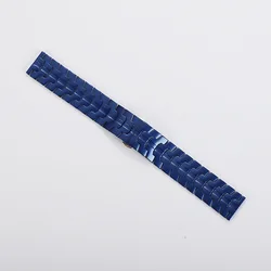 Elegant Stainless Steel Smartwatch Band, 20mm/22mm Adjustable Metal Bracelet - 22mm Width (Blue)