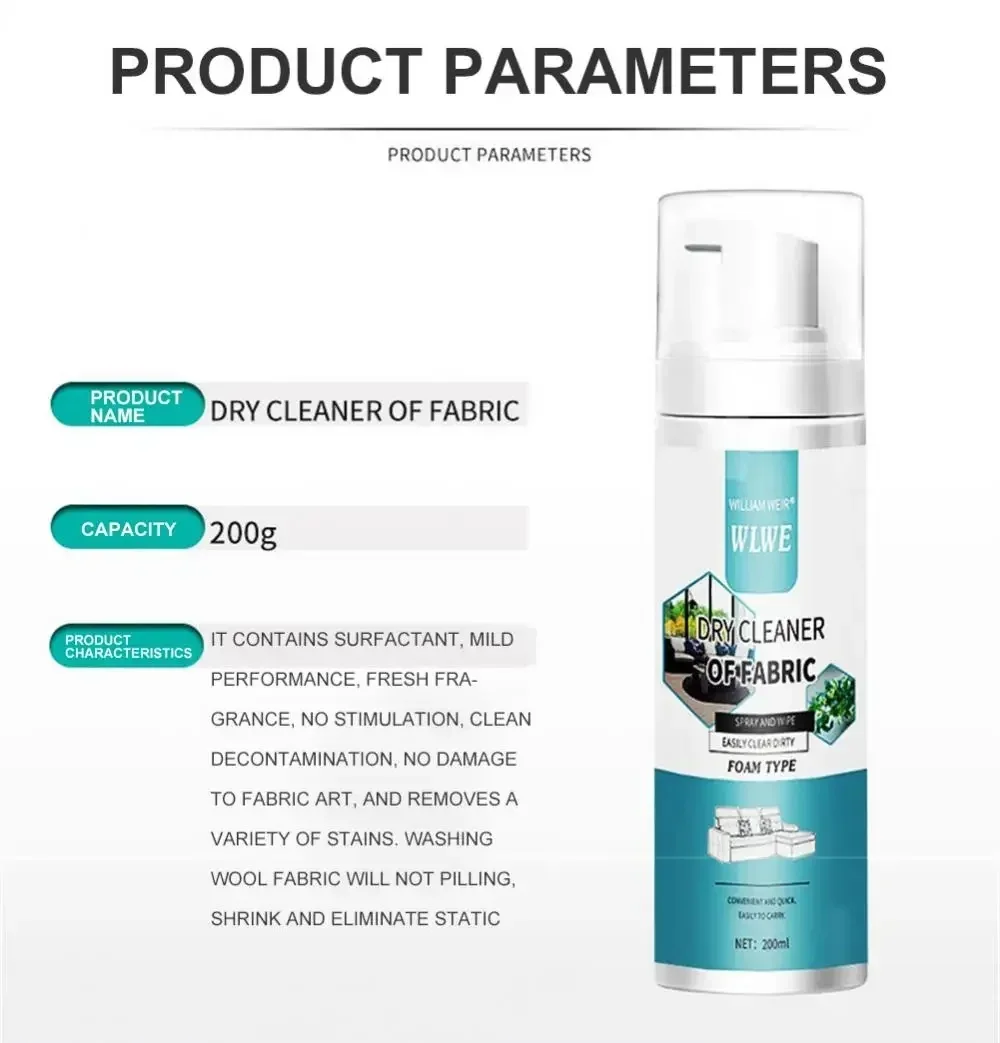 Foamy Carpet Cleaning Fabric Cleaner Dry Cleaning Fluid House Strong Decontamination Ingredient Stubborn Stain Cleaner carpet cleaning fluid