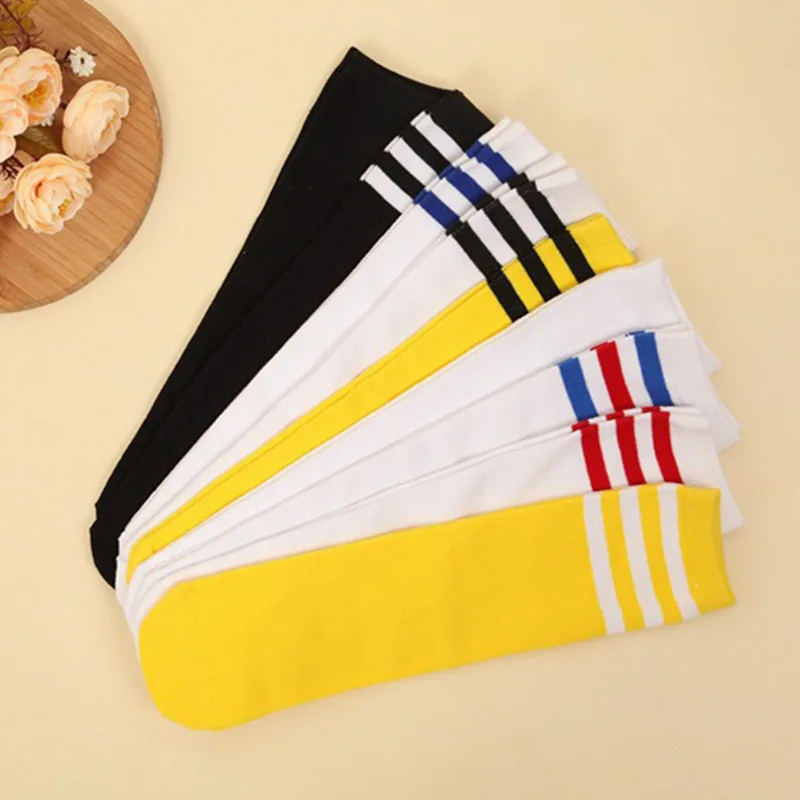 Korean Football JK Stripes Sports School Socks White Black Stockings for Kids Girls Children Knee High Long Tube Leg Warm Socks