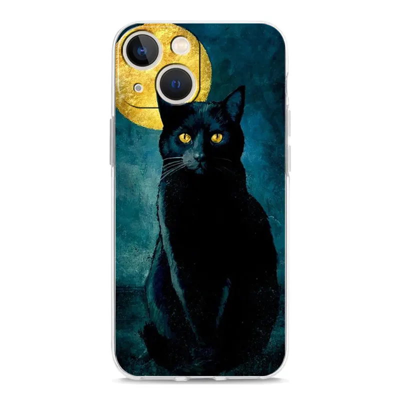Enhance your device with the Black Cat Shockproof Silicone Phone Case - Soft, Stylish, and Durable Cover