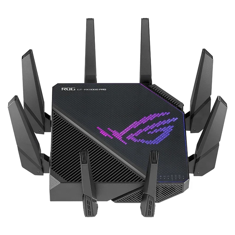 

ASUS GT-AX11000 PRO Tri-band WiFi 6 Gaming Router World's first 1x10G & 1x2.5G WAN/LAN gaming port DFS, 2G quad-core Processor