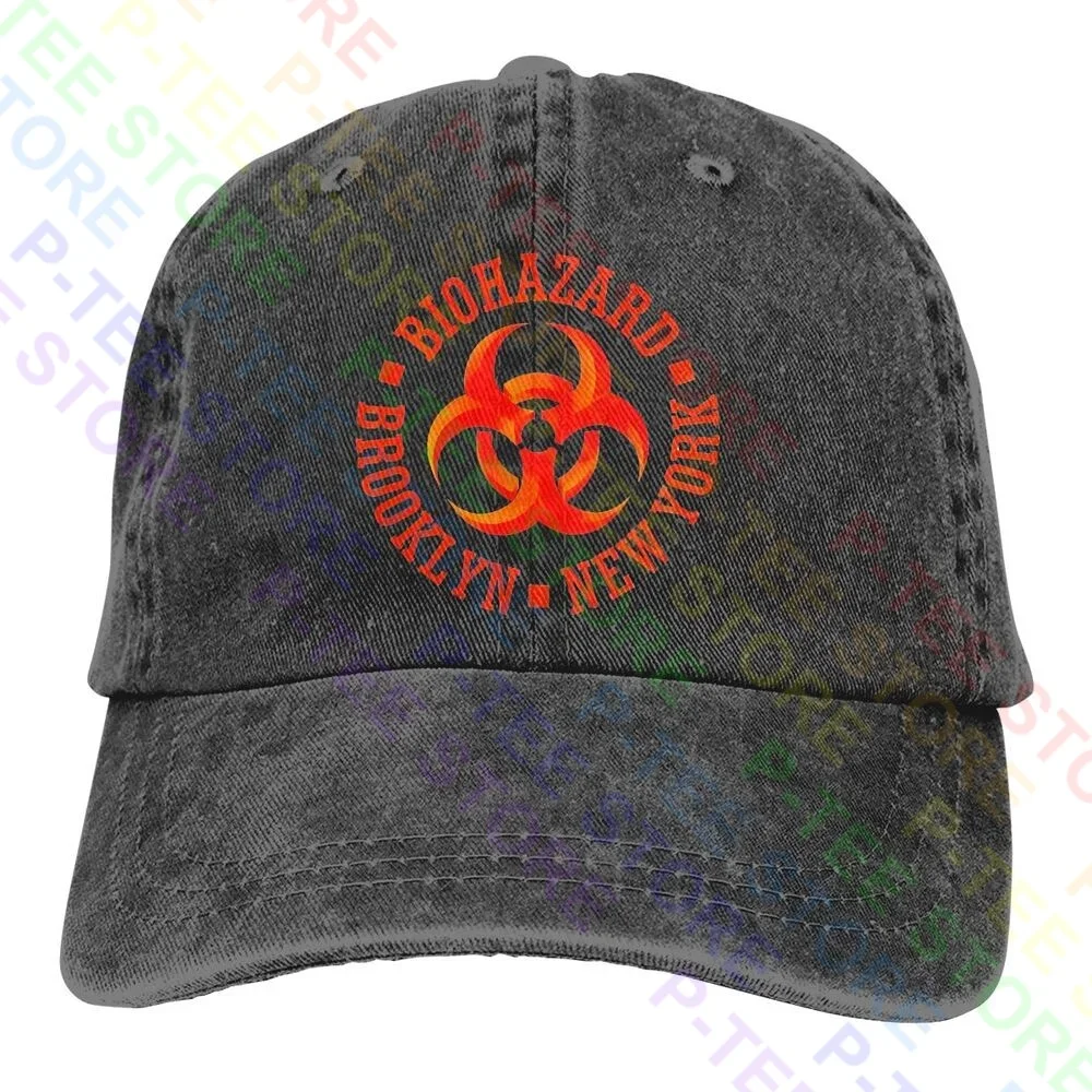 Biohazard Brooklyn Ny Berretto Da Baseball In Denim Lavato Cappello Da Camionista Offerte Calde