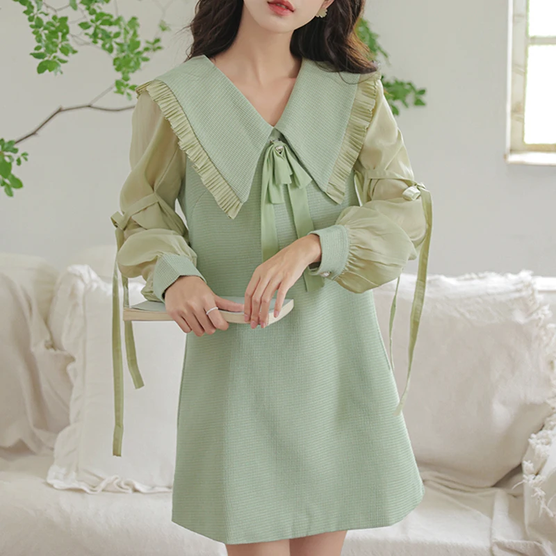 

2023 New Dress Spring Long-sleeved French Retro Sense Of Design Loose And Thin Free Shipping