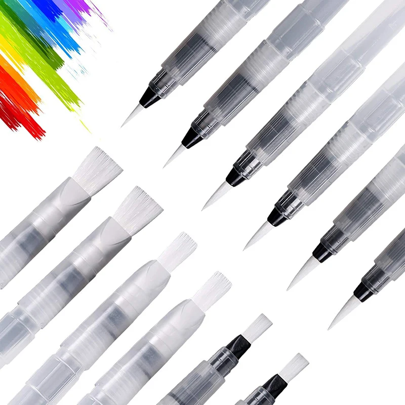 12Pcs Water Brush Pens Set Watercolor Brush Pens Refillable Wate Brush Water Brush Pens for Coloring Art Watercolor Painting