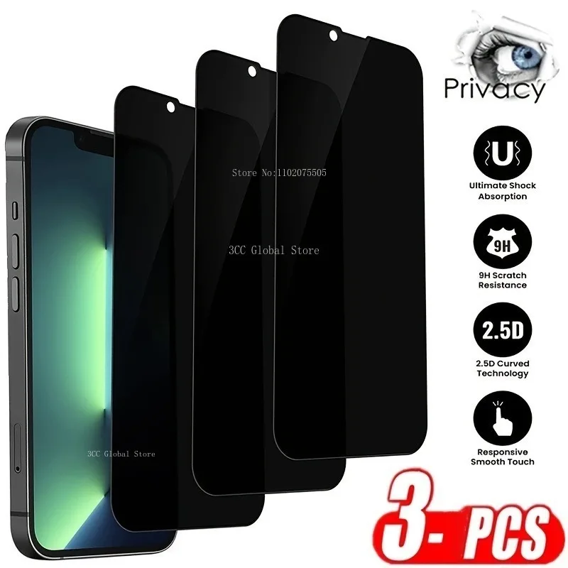 

Закаленное стекло с защитой от шпионов для IPhone 13 14 Pro Max 11 12 Pro, защитная пленка для экрана IPhone 15 Pro Max 7 8Plus XR XS Max, стекло, 3 шт.