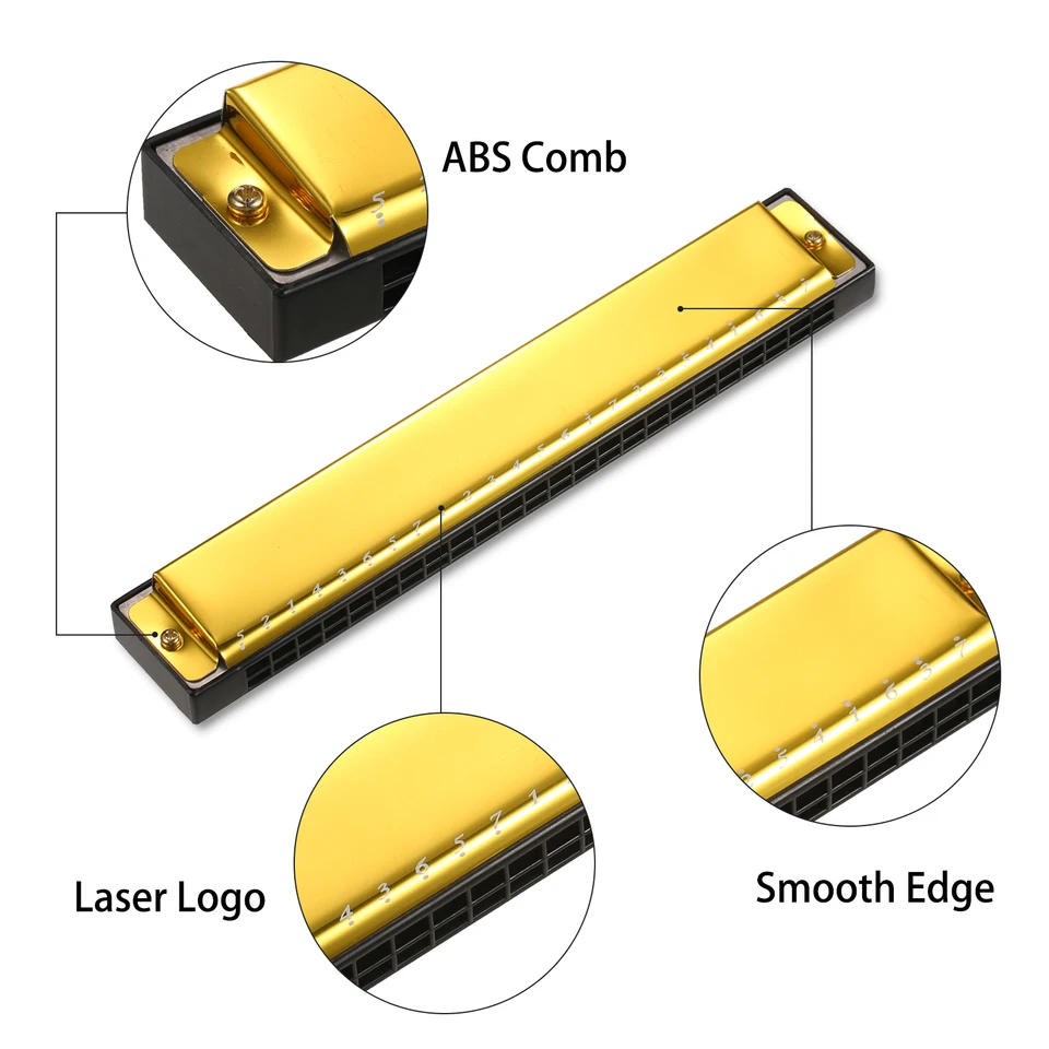 Harmonica Professional Harp Armonica Key Of C 24 Hole Polyphony Diatonic Mouth Organ With Case