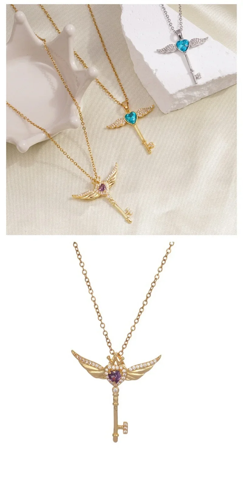 2025 Damenmode Modische einfache Schmetterling Schlüsselanhänger Zauberstab Edelstahl Halskette, geometrischer Anhänger, Clown, Schmuck, Abend_voghion.com