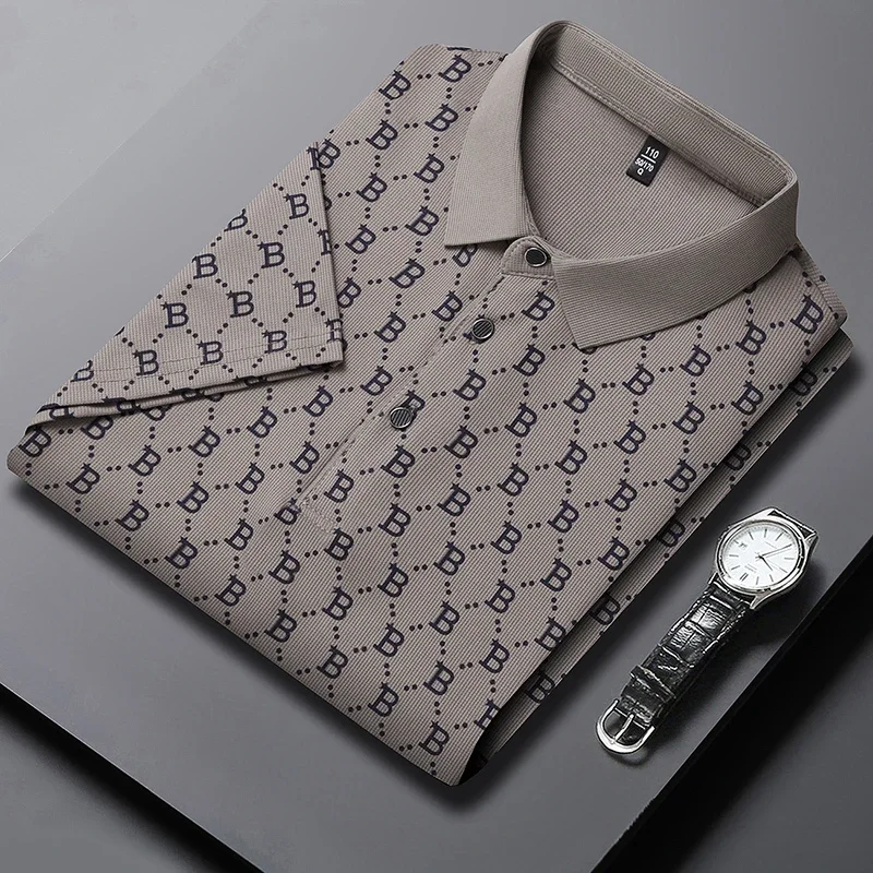 Polo Shirt Men's Business Print Short Sleeved POLO Shirt
