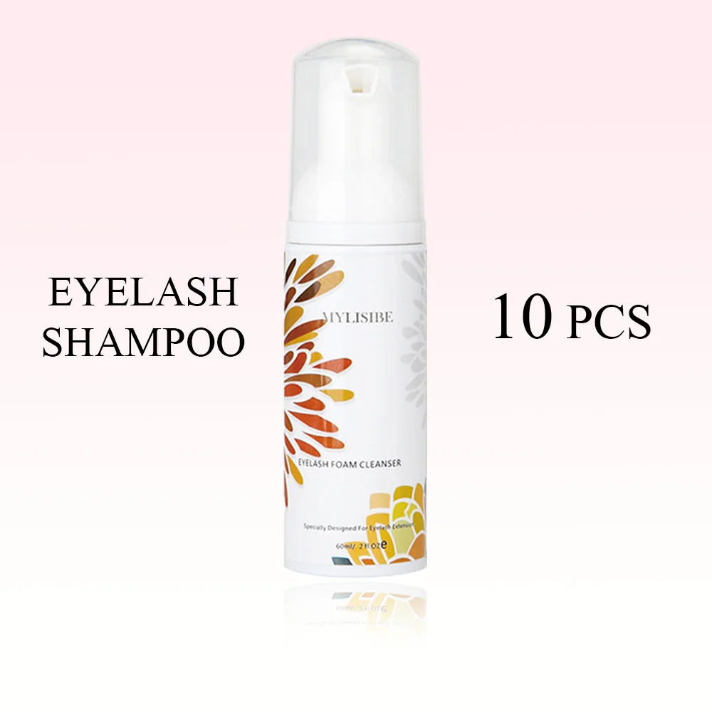 

Lashes Shampoo 10 Pcs 60ml for Cleaning Eyelash Extensions No Irritation Eyelash Foaming Cleanser For Daily Makeup Remover