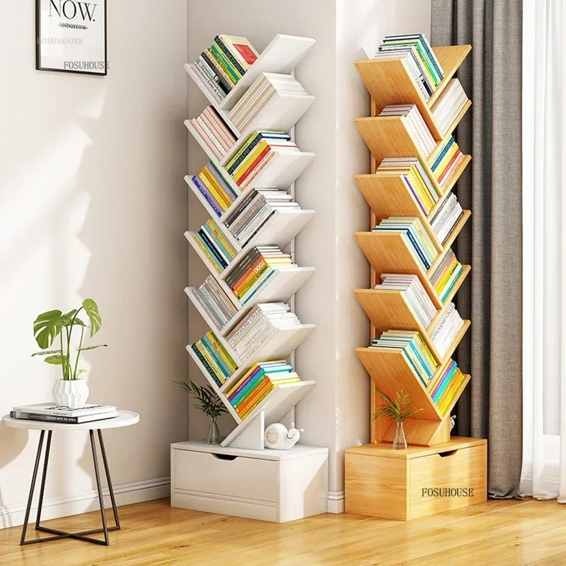 Multi-layer Bookcases for Study Modern Density Board Tree-shaped Small Bookshelf Creative Simple Designer Bookcase for Office