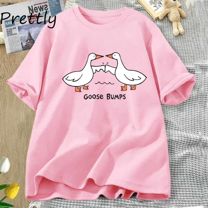 thumbnail image 1 of Camiseta con estampado de Goose bulks Unisex, camisa divertida de algodón, manga corta, holgada, de gran tamaño, ropa de calle, Verano, 1 of 4