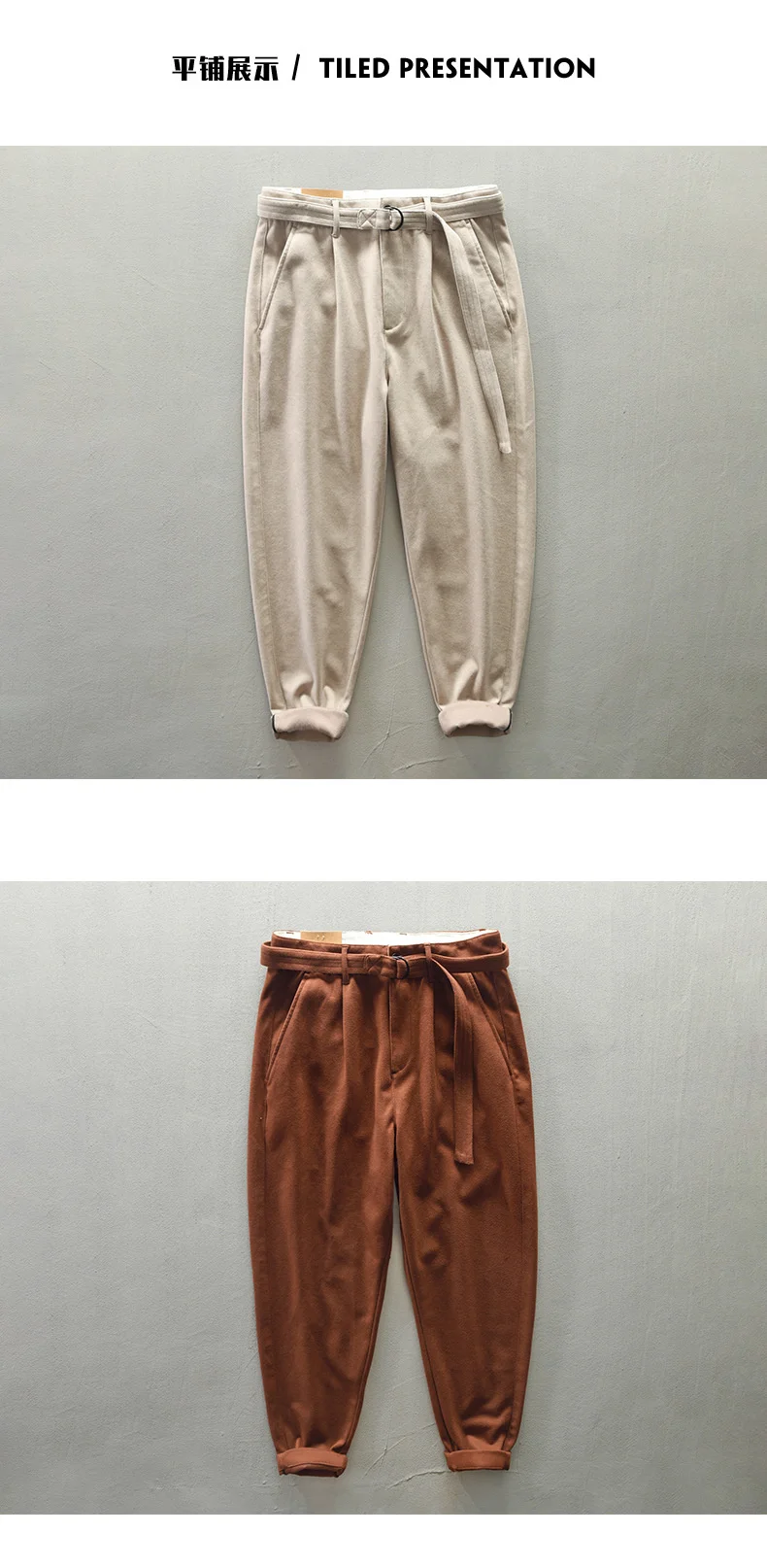 alibaba pants Thicken Cotton Winter Men Casual Pants Brown Japan Korea Style Loose Belt Trousers Baggy Pants Men 20222 Winter Autumn harem outfit