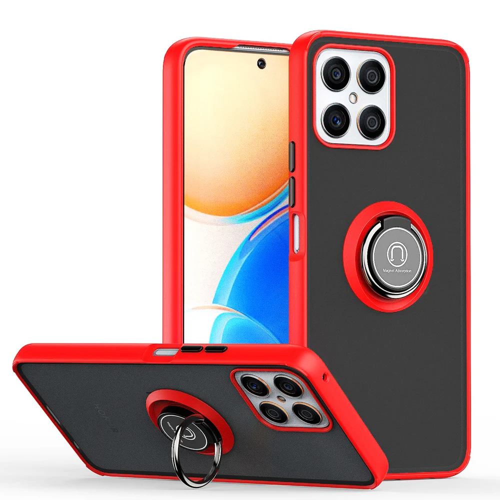 Capa de celular transparente mate com anel para honor x8_voghion.com