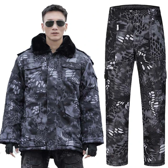 Jaqueta camuflada tática grossa masculina, calças de trincheira quentes,  roupa militar, parka do exército, roupas de caça-21 ° F, inverno -  AliExpress