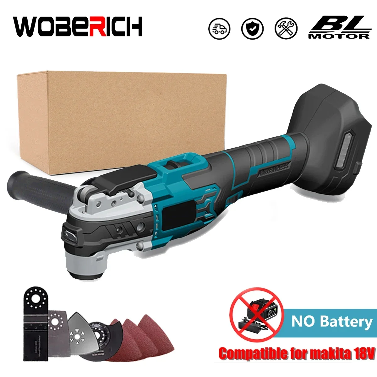 WOBERICH Brushless Electric Trimmer Saw Multi Function Oscillating Tool For Makita 18V Battery, brushless electric trimmer saw multi function oscillating tool for Makita 18V battery