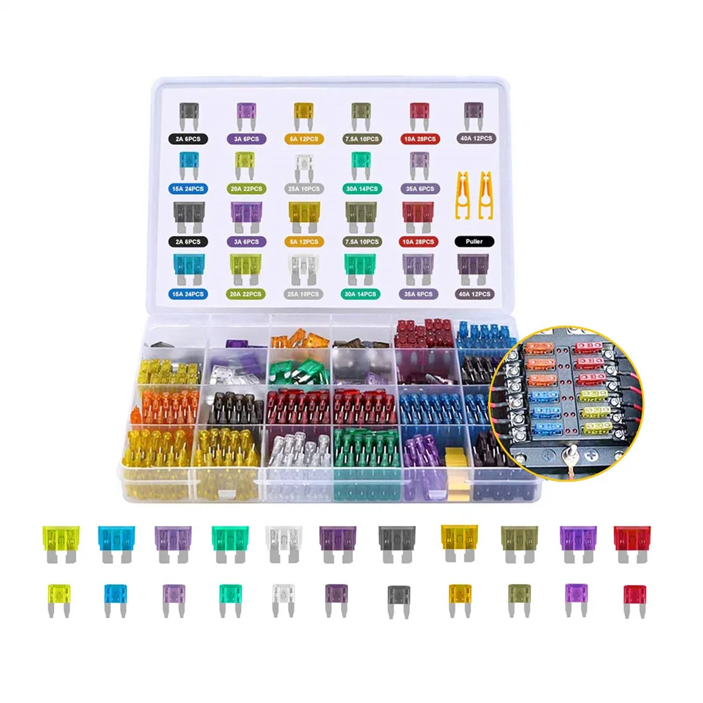 300Pcs Fuse Assortment Kit Blade Fuses Standard & Mini (2A/3A/5A/7.5A/10A/15A/20A/25A/30A/35A) for Car Boat SUV Automotive