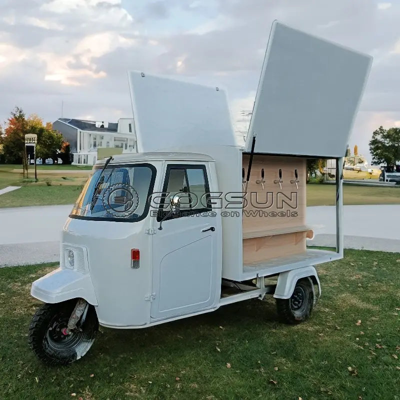 New Beer Bar Truck Ape Electric Tricycle Food Cart Mobile Tuk Tuk Foodtruck Juice Vending Car Hot Dog Stand For Sale