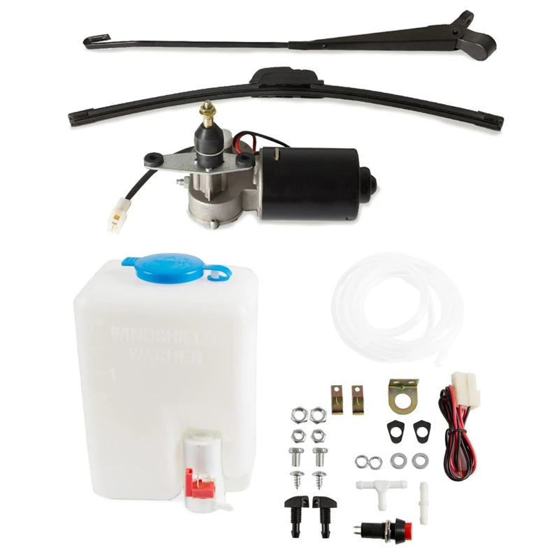 Universal 12V Electric Windshield Wiper Washer Pump Kit with Spray Bottle for Polaris Ranger RZR Kawasaki Honda Pioneer Can-Am windshield wiper washer fluid reservoir tank bottle cap cover for chevrolet buick cadillac tank cap 13227300 exterior components