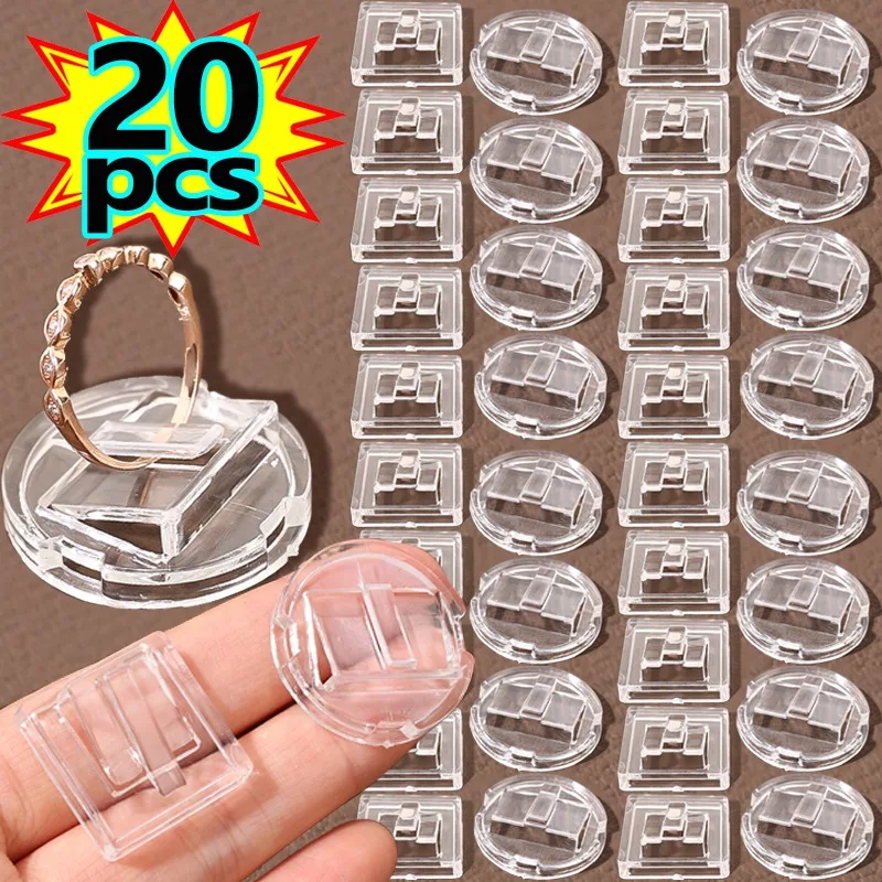 1/20pcs Mini Clear Rings Display Rack Plastic Round Jewelry Storage Strand Bracket Showcase Shopwindow Disc Organizer Wholesale