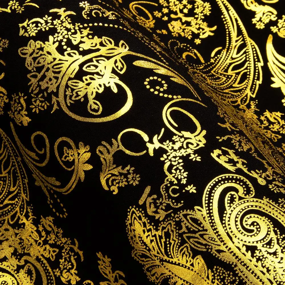 Luxury Silk Shirts for Men Long Sleeve Gold Black Floral Embroidered Regular Slim Fit Male Tops Regular Lapel Bloues Barry Wang