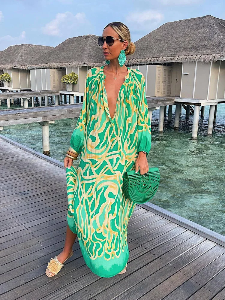 Vintage Deep V-neck Kaftan