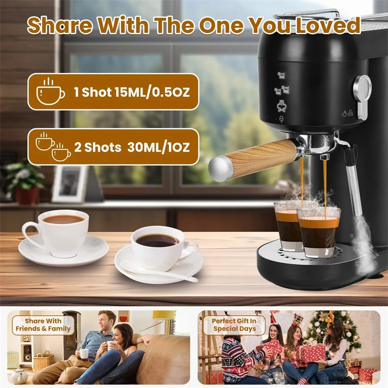Professional Espresso Coffee Maker Electric Italian Coffee Machine 15 Bar Automatic milk frother Cappuccino Latte Espresso maker 2