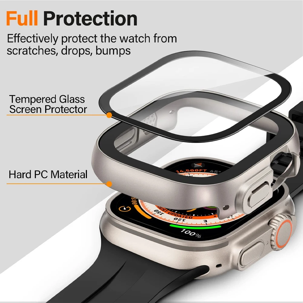 Premium Tempered Glass Screen Protector with Durable PC Bumper for Smartwatch - iWatch Series Accessories