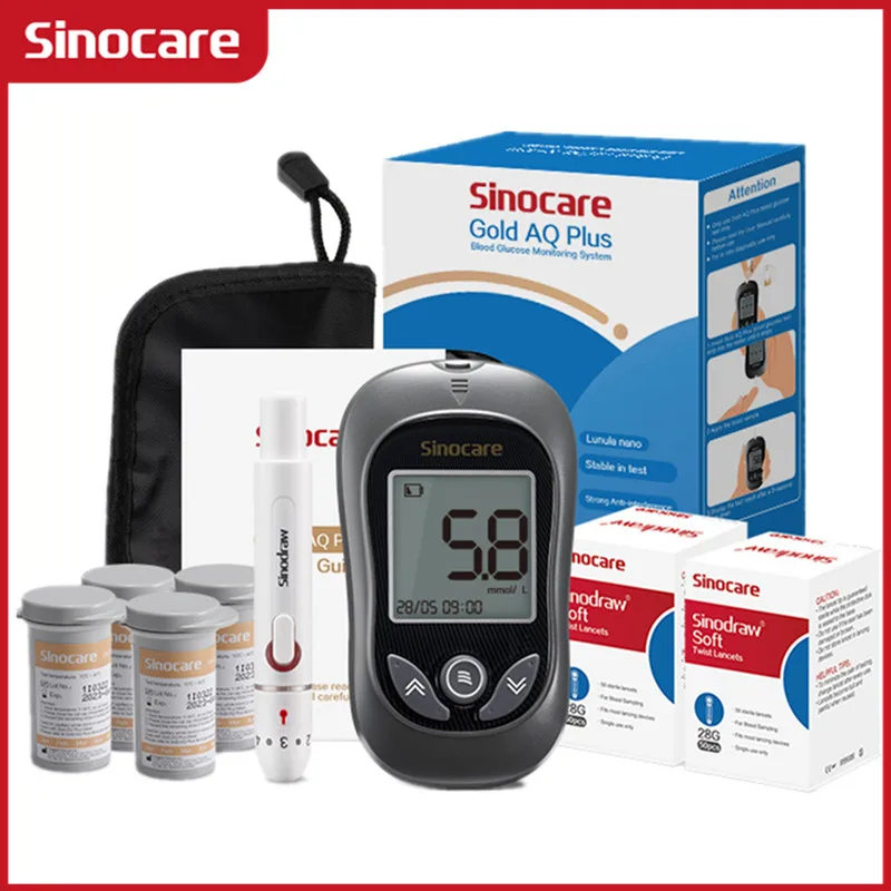 Глюкометр Sinocare Gold AQ Plus с ланцетами или полосками, 50/100 шт.
