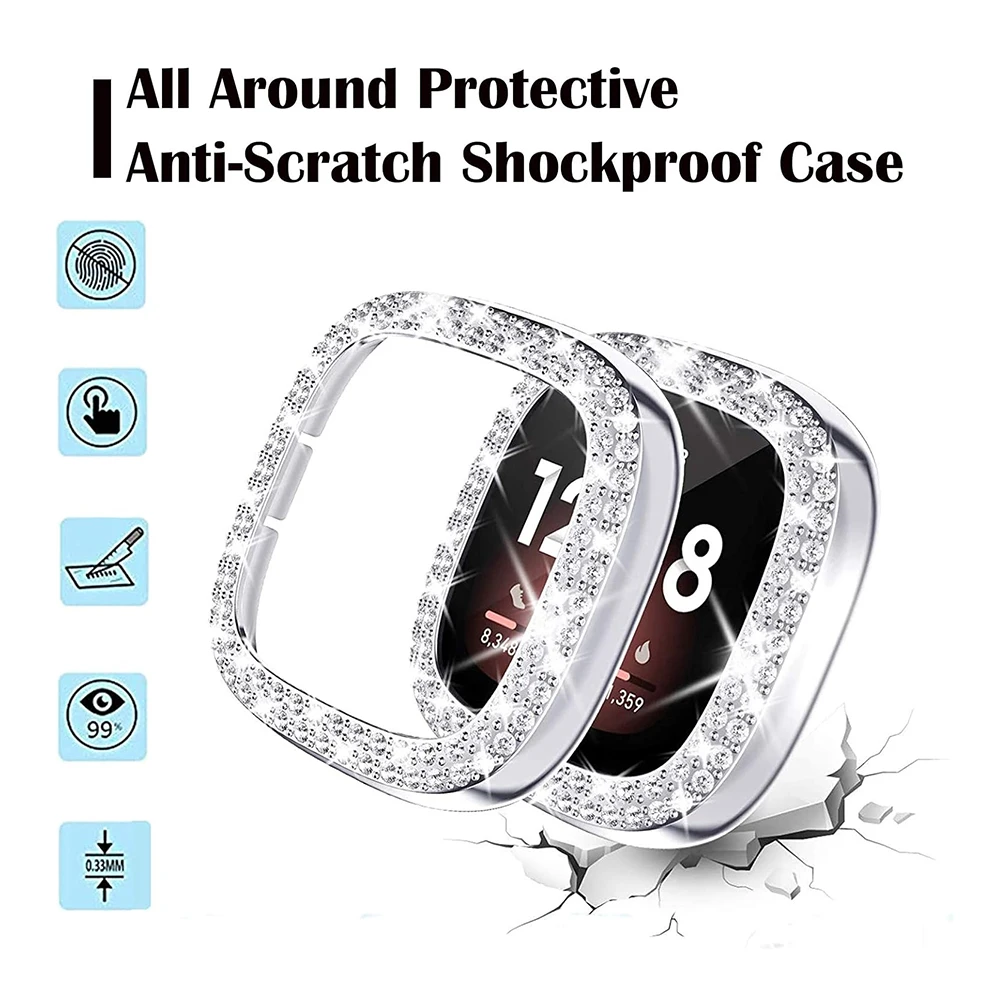 Sparkling Bling PC Bumper for Smartwatch - Premium Diamond Frame Cover & Lightweight Glitter Shell Accessory