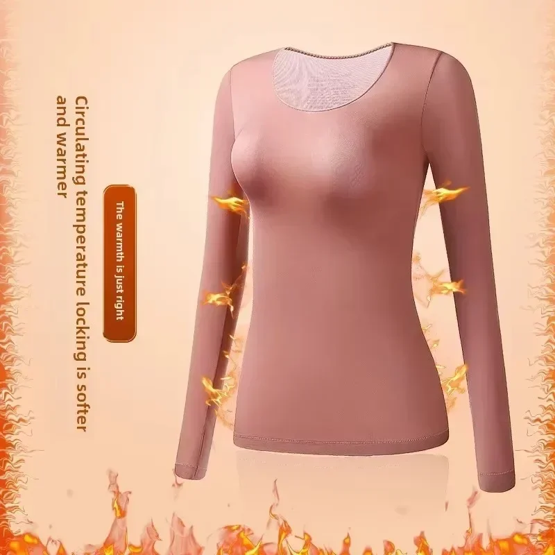 2PCS Thermal Underwear Sets for Woman Autumn Winter Bottoming Shirt Long-sleeved T-shirt Thin Thermal Top Women's Skin