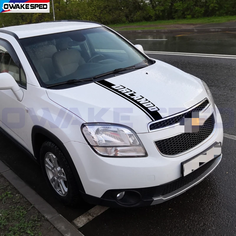 탄소 섬유 비닐 데칼 자동차 후드 보닛 장식 스티커 시보레 Orlando SUV 오프로드 스포츠 줄무늬 자동차 바디 필름