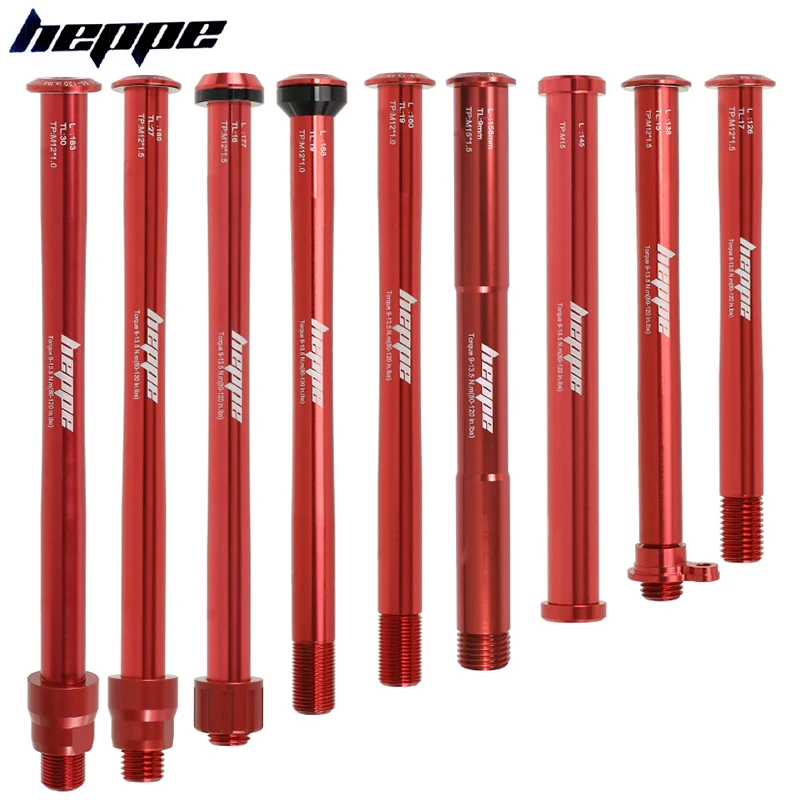 

HEPPE MTB Road Bike Thru Axle Front Rear Wheel Hub Shaft Skewer 12x100/110 15x100/110 12x142/148 Thru Axle Red Ultra Light Axle