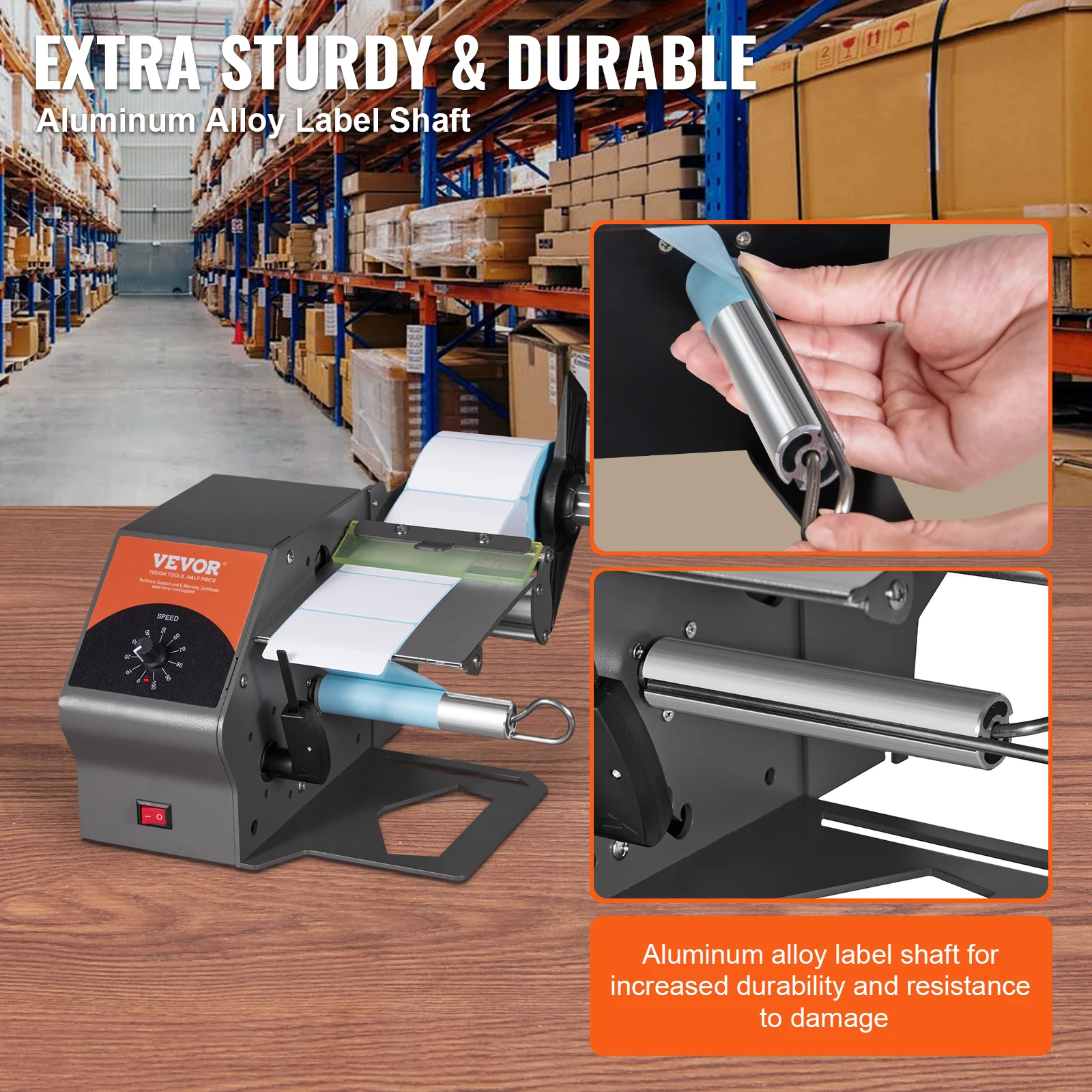 VEVOR Automatic Label Dispenser Speed Adjustable Label Stripper Separating Applicator for Transparent Opaque 5-115mm Labels