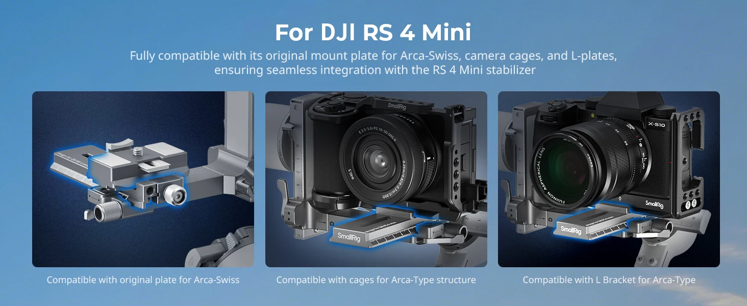 Quick Release Plate for DJI RS 4 Mini, Compatible With Arca-Swiss Mount Plate Ca