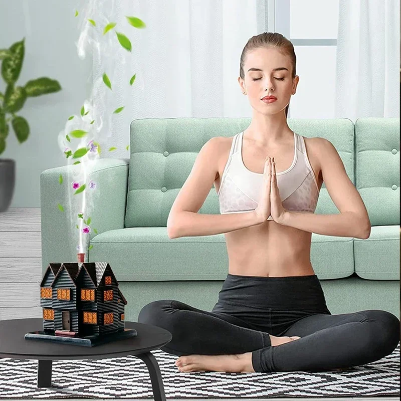 Halloween Haunted House Incense Burner Creative Desktop Decor Relaxes Ensures Sound Sleep Unique Ornament for Spooky Season