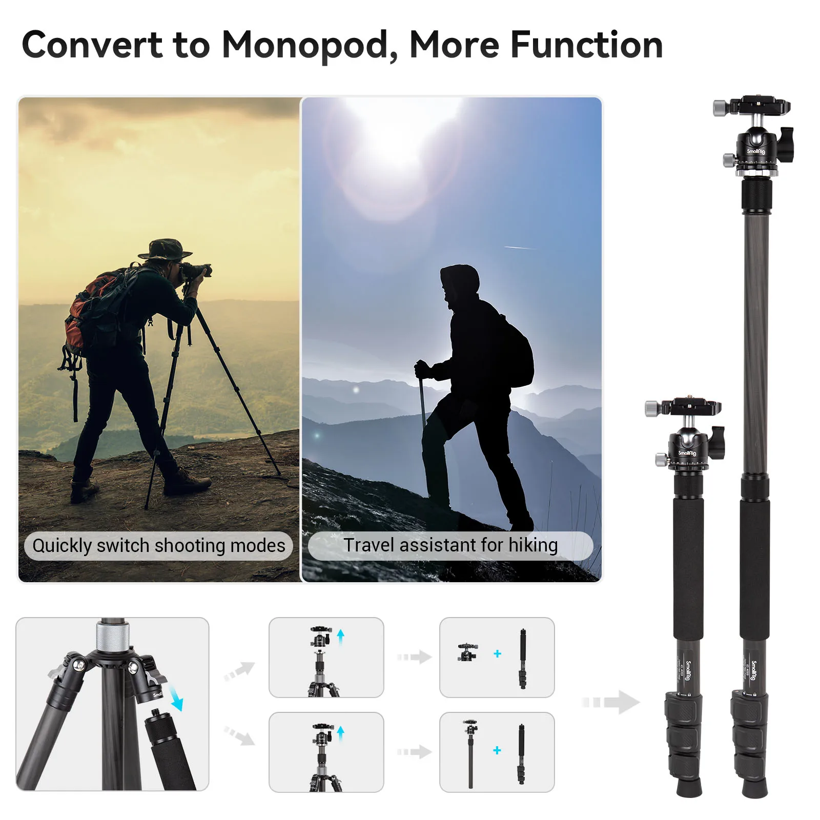 SmallRig カーボンファイバー製三脚 AP-20 SmallRig Professional Carbon Fiber Tripod AP-20 AP-10 Center