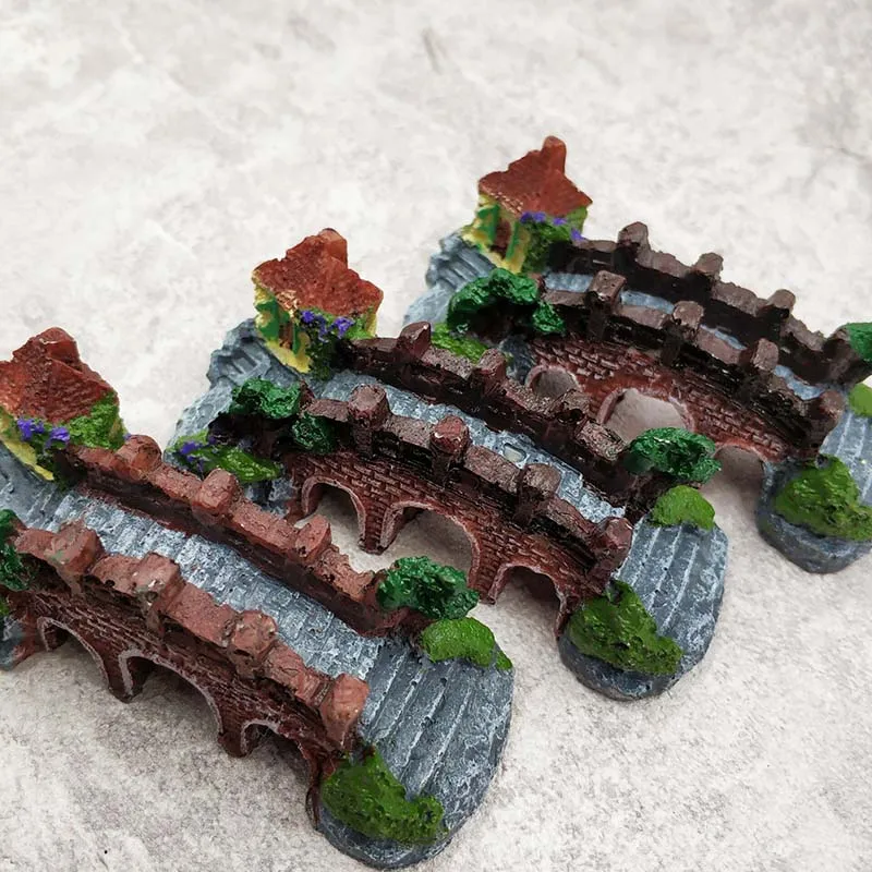 Fish Tank Landscaping Ornamental Bridge Rockery Simulation Resin Aquarium Decoration 1pc