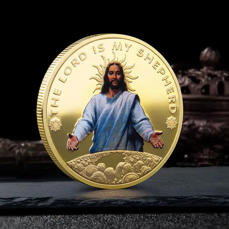 

Jesus Commemorative Coin Christ Metal Medallion Gold Plated Silver Coin Religious Souvenirs Coin Collection Gifts