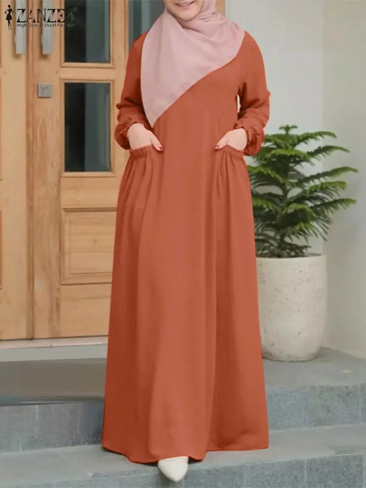 

ZANZEA Fashion Muslim Maxi Dress Woman Long Sleeve O-Neck Dresses Elegant Party Sundress Female Vintage Marocain Vestidos 2023