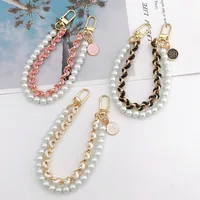 26cm perles chaîne sangle pour sac à main accessoires de mode pour sacs à main poignées pour sac à main Imitation perle sac chaîne chaînes en métal 2