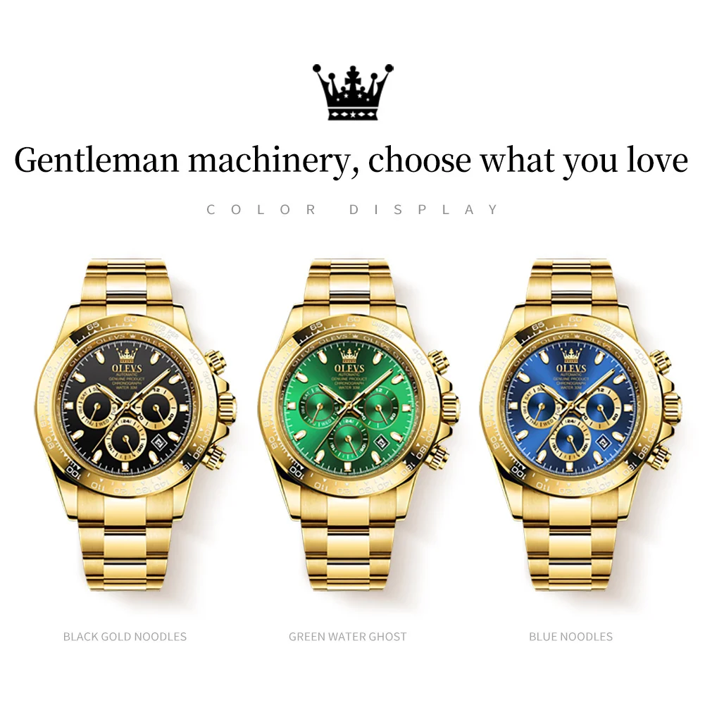OLEVS Luxury Automatic Watch For Men Waterproof Mechanical Multifunction Watches Gold Original Man Wristwatch Relogios Masculino