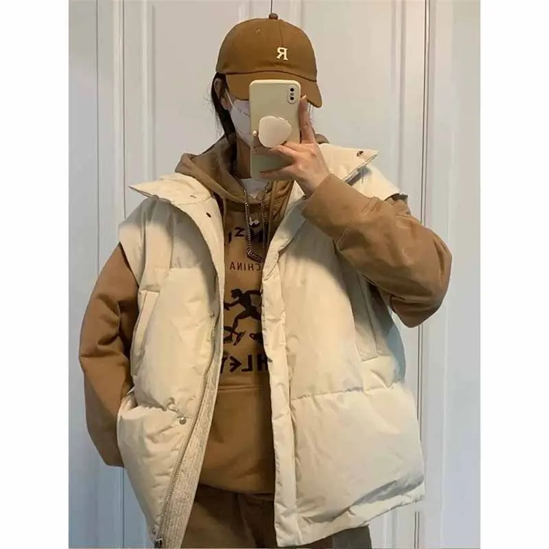 Preppy Down Vest For Female 2022 Autumn/Winter European Style Everything Western Style Vest For Women Coat Solid Color Commute X