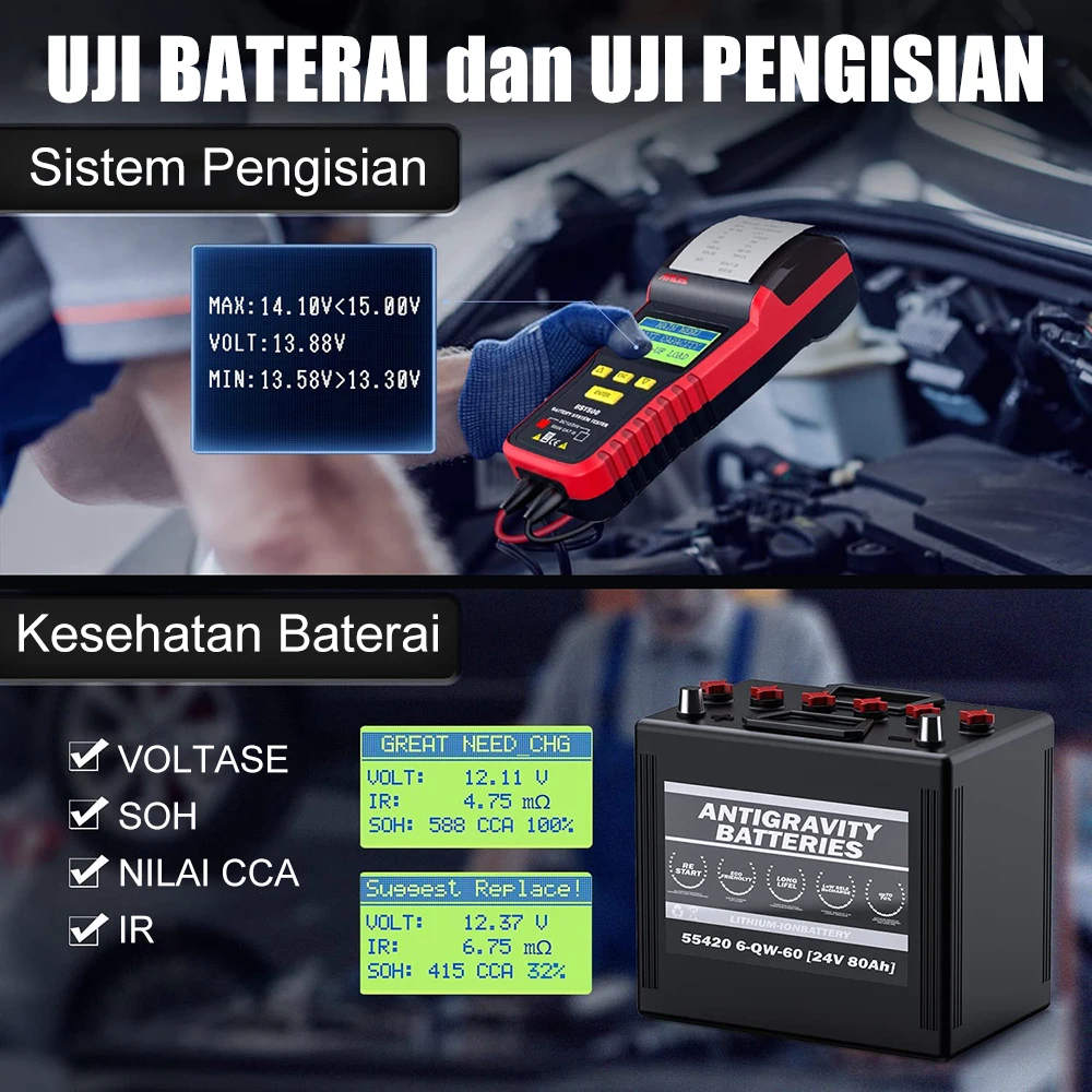 12V/24V Car Battery Tester ANCEL BST500 Automotive Battery Load Tester Cranking Charging Analyzer with Printer Diagnostic Tool